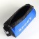 Sports bag with zipper, long belt, black color/cornflower