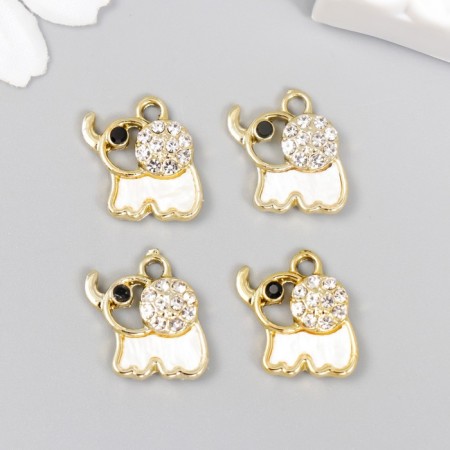 Decor for creativity metal, enamel, rhinestones "Elephant" 1.6x1.5 cm-2