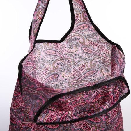 Household bag without fastening, gray/pink color-3