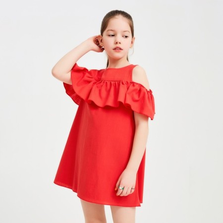 Платье для девочки MINAKU: Cotton Collection цвет терракот, рост 110-4
