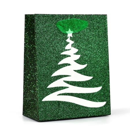 Package Gift New Year Laminated "Christmas tree", glitter, S 12 x 15 x 5.5 cm, New Year
