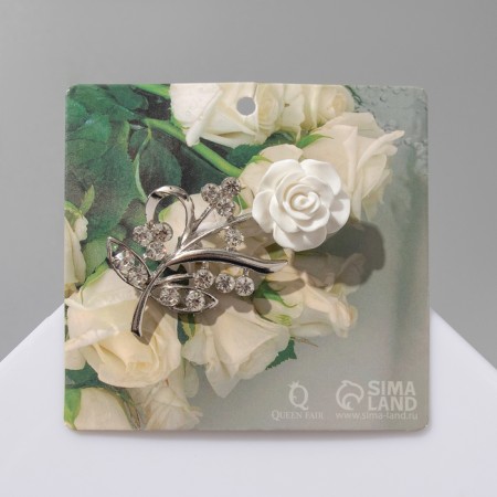 Brooch "March 8", Rose is tender, white color in silver