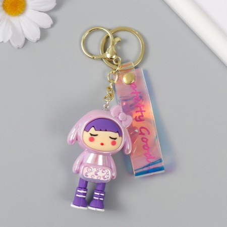 A keychain plastic, rubber with a carbine, a "girl in pink" 3x4.2x7 cm strap-1