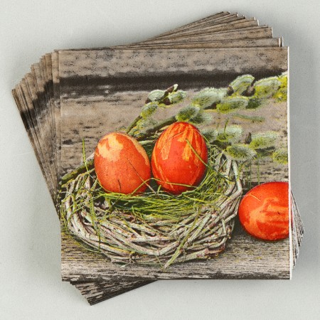 Paper “Easter eggs” napkins in a nest, 25x25 cm, set 20 pcs.