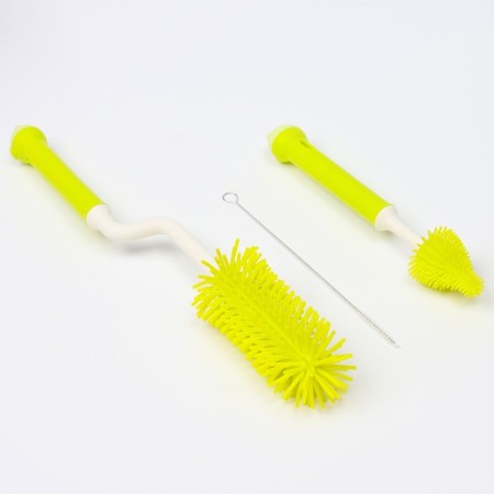 Set of brushes for bottles and nipples, 3 pcs., Green color-4