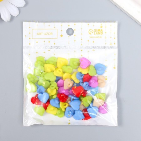 Buttons plastic for creativity on the leg "colored hearts" set of 60 pcs 1.2x1.2 cm-4