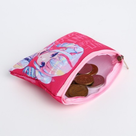 Children's textile wallet "anime", 11x9x0.5 cm, pink color-6