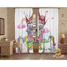Set of curtains Friendship of unicorns 147x267 +/- 3cm 2 pcs, Gabardin, p/e