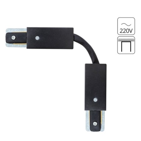 The Connector is flexible for the Arte Lamp Track Accessories A150206F, 4x22x2 cm, black