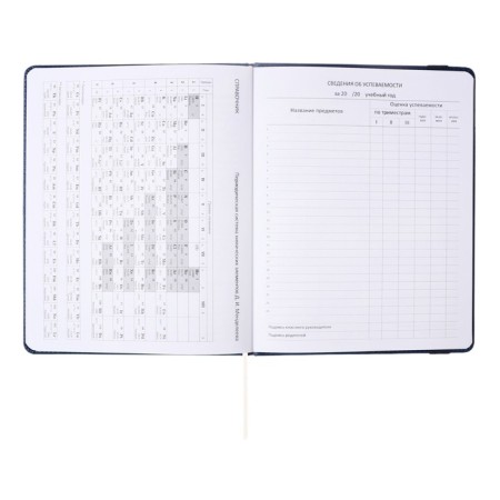 Universal diary for grades 1-11 Dark Blue, hard cover, artificial leather, elastic band, lies, 48 ​​sheets-21