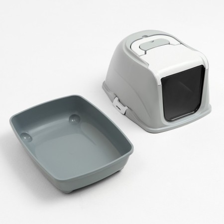 Domik toilet for cats closed with a door 50*38*37 cm, gray-9