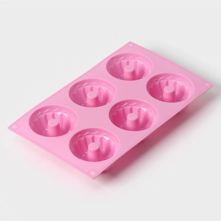 Baking uniform “German cupcake”, silicone, 17 × 27 cm, 6 cells (D = 7 cm), pink color-5