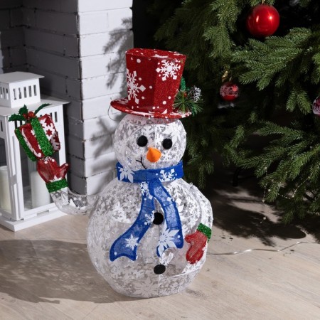 LED figure "Snowman" 33 × 65 × 27 cm, metal, textiles, 220 V, glow of multi-3