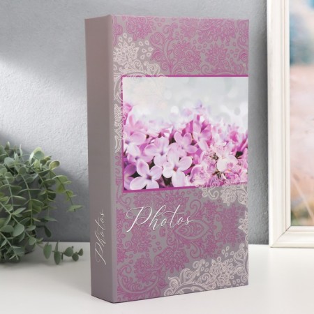 Photo album in 300 photos 10x15 cm, plastic. Bloom sheets lilac