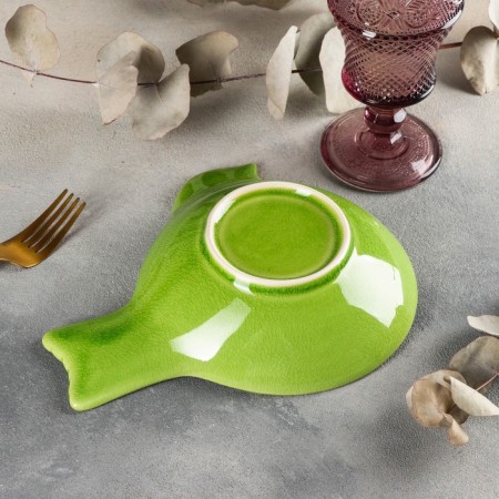Ceramic “Bird” salad bowl, 22 × 18 cm, green color-2
