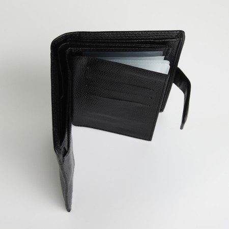 Male purse on magnet 3 in 1, department for auto documents, passports, black color-4