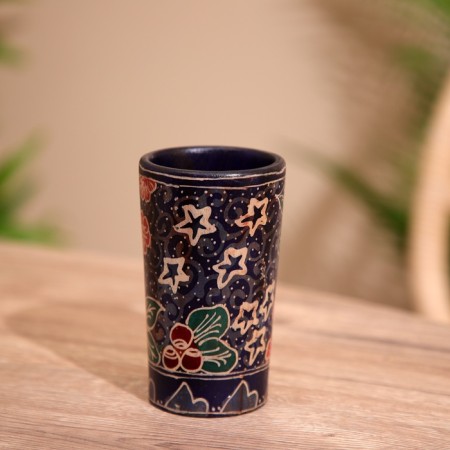 Jar wooden, batik 7x7x12 cm-1