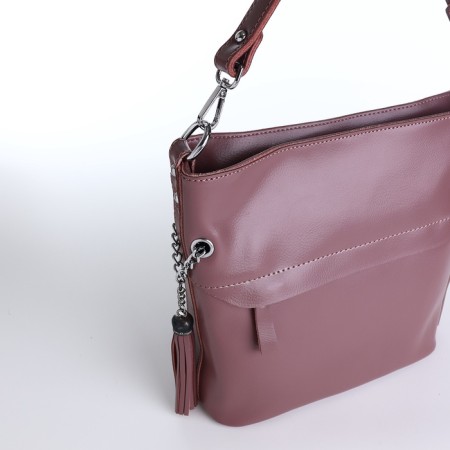 Luggage bag, 2 external pockets, long belt, powder color-4