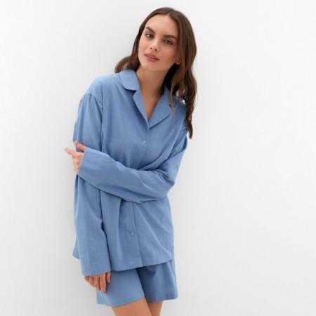 Пижама женская (рубашка и шорты) KAFTAN "Basic" р.48-50, голубой-5