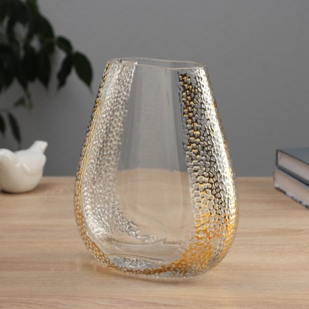 Vase Glass “Milagro” side pattern, D-4x10 cm, 20x15 cm, transparent-1