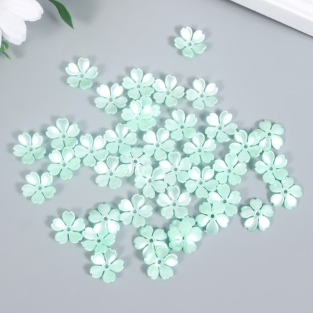 Beads for creativity plastic "Flower Pearl" set 40 pcs green 1.5x1.5 cm-2