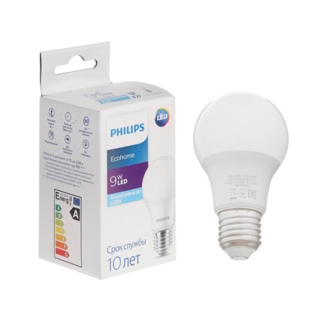 LED LED Philips Ecohome Bulb 865, E27, 9 W, 6500 K, 720 lm, pear