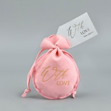 Suede bag “with love”, red, embossing, 9 × 12 cm
