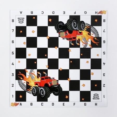 Checkers with a Vinille field "Machine", a field 30 x 30 cm, d-3 cm, h-0.9 cm-3