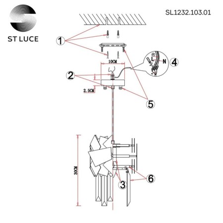 STL LUCE Sus. SL1232.103.01. Casorta. 1x60 W, E14, 23x23x30 cm, chromium color-4