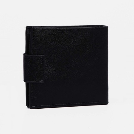 Male purse for magnet, department for bills, for maps, for coins, black color-1