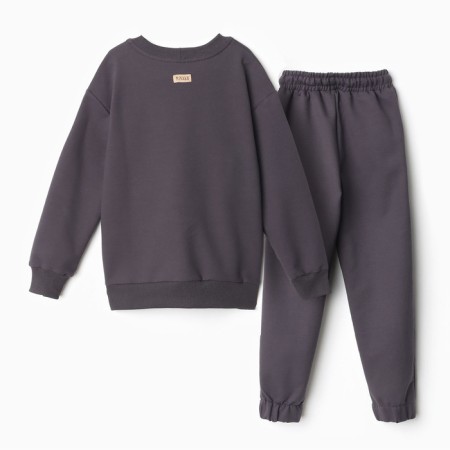 Costume (sweatshirt and trousers) children's minku, graphite color, height 128 cm-10