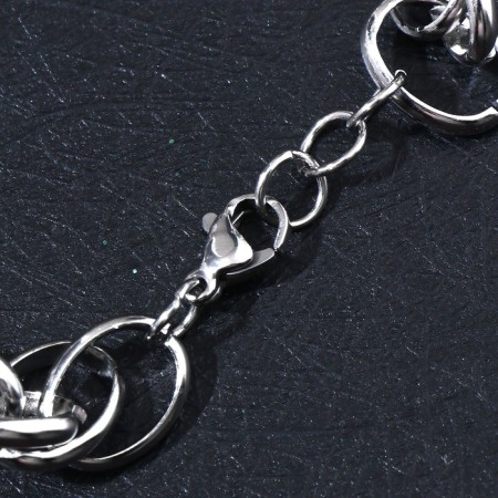 Bracelet "Chain" volumetric heart and medallion, color silver, 19 size-1