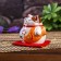 Souvenir Cot Pigger Ceramics "Maneki-Neko with a fish on the pillow" 6.5x7.5x6.3 cm