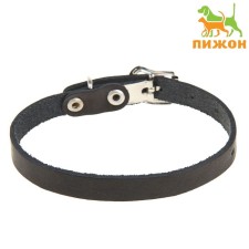 Single-layer leather collar, 30 x 1 cm, Osh 19-27 cm, black
