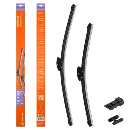 Winter cleaner brushes 650/450mm (26 "/18") is frameless, 2 pcs. 3 type adp
