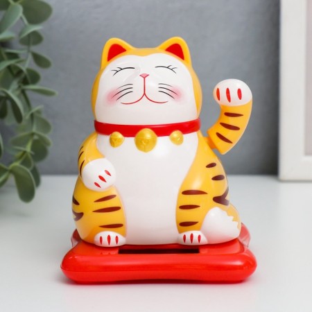 Plastic pendulum from the solar battery "Cat Mani-Nekko" yellow 9.5x10x9.5 cm-2