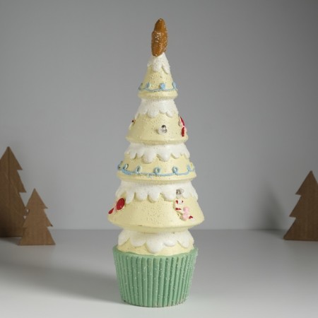 Souvenir Ceramics Light "Gingerbread Christmas tree" light yellow 10x10x31 cm-3