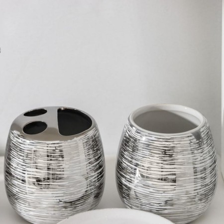 A set of accessories for the bathroom "Failures", 4 items (soap dish, dispenser 400 ml, 2 glasses), silver color-2