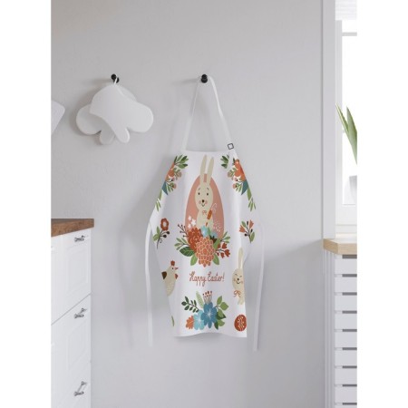 Apron of a kitchen with a photo print "Happy Easter", adjustable, size OS-1