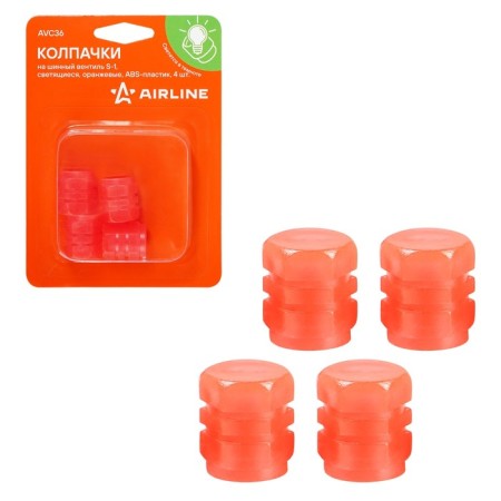Caps on the tire valve S-1, luminous, orange, ABS plastic, 4 pcs. AVC36