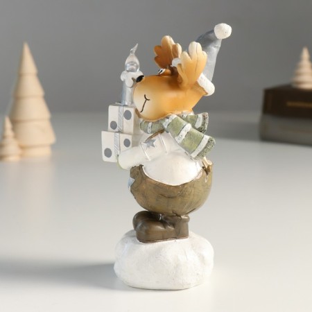 Souvenir Polystone Light "Losik in a cap with gifts and a candle" 7.5x6.5x16 cm-4