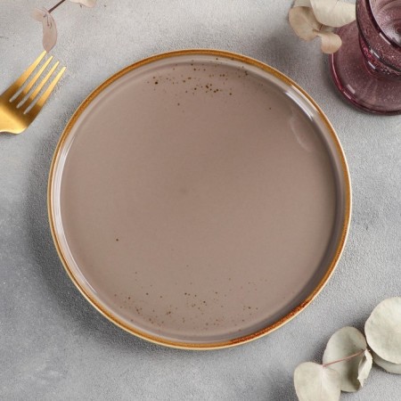 Porcelain plate with a magistro "Cerera" side, d = 20 cm, brown color