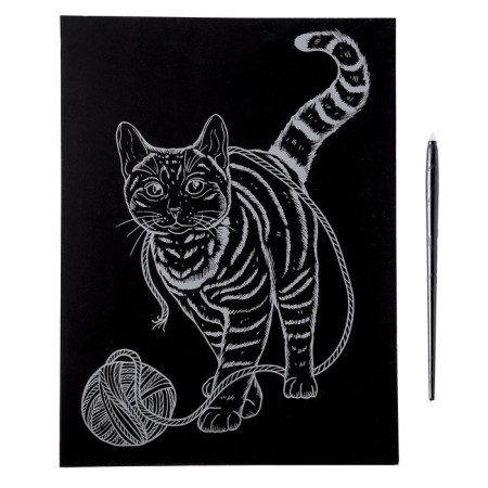 Scratching 18 × 24 cm, animals "Playing cat"-2