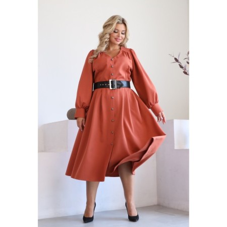 Female dress, size 50, terracotta color-10