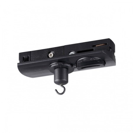 Adapter/holder for a single -phase two -wire track without current pipeline for Novotech lamps. RAMO, 20x80x35 mm, black color