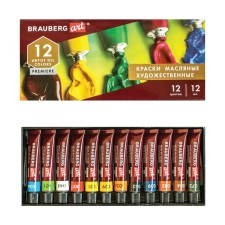 Oil art, set of 12 colors x 12 ml, Brauberg Art Premiere