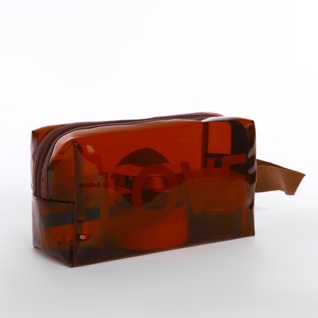 Cosmetic bag with lightning, brown color/transparent