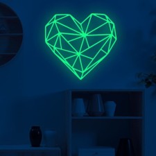 Наклейка пластик интерьерная фосфорная "Сердце 3D" 30х28 см