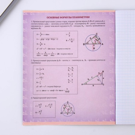Subject notebook 48 sheets, A5, fonts, from reference. mat. “September 1: Geometry”, cover coated cardboard 230 gr., Inner block in a cage 80 gr., White is 96%-5