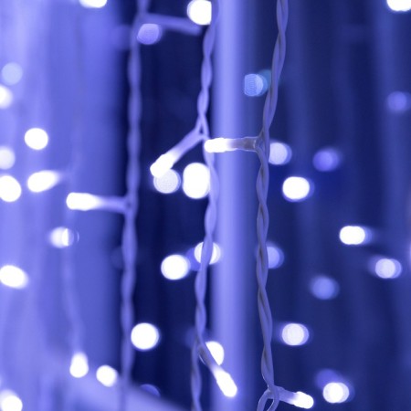 Garland "Curtain" 2 × 6 m, IP44, UMS, white thread, 1440 LED, white glow, flicker, 220 V-2
